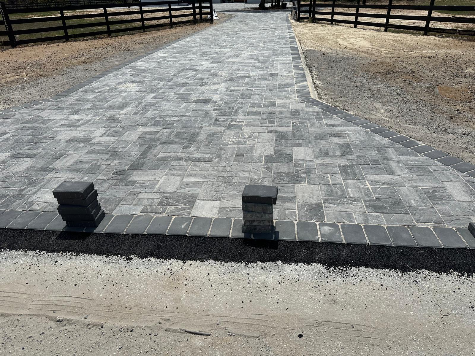 Paver driveway installation
